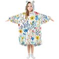 thumbnail image 1 of FORMRS Wearable Blanket Hoodie with Sleeves for Kids Cozy Flannel Sweatshirt, Blue Wildflower Pattern, 1 of 7