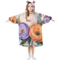 thumbnail image 1 of FORMRS Wearable Blanket Hoodie with Sleeves for Kids Cozy Flannel Sweatshirt, Bright Flowers, 1 of 7