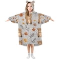 thumbnail image 1 of FORMRS Wearable Blanket Hoodie with Sleeves for Kids Cozy Flannel Sweatshirt, Brown Cartoon Bears, 1 of 7