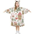 thumbnail image 1 of FORMRS Wearable Blanket Hoodie with Sleeves for Kids Cozy Flannel Sweatshirt, Brown Nordic Christmas House, 1 of 7