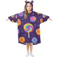 thumbnail image 1 of FORMRS Wearable Blanket Hoodie with Sleeves for Kids Cozy Flannel Sweatshirt, Candy Carnival, 1 of 7
