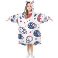 thumbnail image 1 of FORMRS Wearable Blanket Hoodie with Sleeves for Kids Cozy Flannel Sweatshirt, Cartoon American Football Helmets, 1 of 7