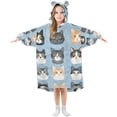 thumbnail image 1 of FORMRS Wearable Blanket Hoodie with Sleeves for Kids Cozy Flannel Sweatshirt, Cartoon Cute Cat, 1 of 7