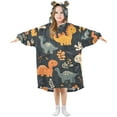 thumbnail image 1 of FORMRS Wearable Blanket Hoodie with Sleeves for Kids Cozy Flannel Sweatshirt, Cartoon Dinosaur, 1 of 7