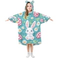thumbnail image 1 of FORMRS Wearable Blanket Hoodie with Sleeves for Kids Cozy Flannel Sweatshirt, Cartoon Easter Bunny, 1 of 7