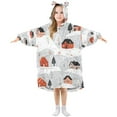 thumbnail image 1 of FORMRS Wearable Blanket Hoodie with Sleeves for Kids Cozy Flannel Sweatshirt, Cartoon Red Houses, 1 of 7