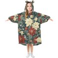 thumbnail image 1 of FORMRS Wearable Blanket Hoodie with Sleeves for Kids Cozy Flannel Sweatshirt, Christmas Blooms, 1 of 7