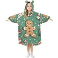 thumbnail image 1 of FORMRS Wearable Blanket Hoodie with Sleeves for Kids Cozy Flannel Sweatshirt, Christmas Gingerbread, 1 of 7