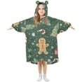 thumbnail image 1 of FORMRS Wearable Blanket Hoodie with Sleeves for Kids Cozy Flannel Sweatshirt, Christmas Gingerbread, 1 of 7