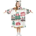 thumbnail image 1 of FORMRS Wearable Blanket Hoodie with Sleeves for Kids Cozy Flannel Sweatshirt, Christmas Train, 1 of 7