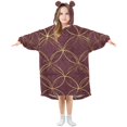 thumbnail image 1 of FORMRS Wearable Blanket Hoodie with Sleeves for Kids Cozy Flannel Sweatshirt, Circular Gold Pattern, 1 of 7