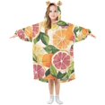 thumbnail image 1 of FORMRS Wearable Blanket Hoodie with Sleeves for Kids Cozy Flannel Sweatshirt, Citrus Leaves, 1 of 7