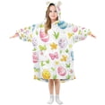 thumbnail image 1 of FORMRS Wearable Blanket Hoodie with Sleeves for Kids Cozy Flannel Sweatshirt, Colorful Easter Eggs, 1 of 7
