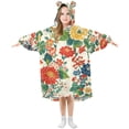 thumbnail image 1 of FORMRS Wearable Blanket Hoodie with Sleeves for Kids Cozy Flannel Sweatshirt, Colorful Flowers Pattern, 1 of 7