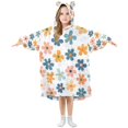 thumbnail image 1 of FORMRS Wearable Blanket Hoodie with Sleeves for Kids Cozy Flannel Sweatshirt, Colorful Flowers, 1 of 7