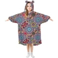 thumbnail image 1 of FORMRS Wearable Blanket Hoodie with Sleeves for Kids Cozy Flannel Sweatshirt, Colorful Mandala Pattern, 1 of 7