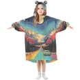 thumbnail image 1 of FORMRS Wearable Blanket Hoodie with Sleeves for Kids Cozy Flannel Sweatshirt, Colorful Road, 1 of 7