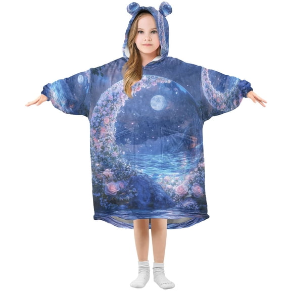 FORMRS Wearable Blanket Hoodie with Sleeves for Kids Cozy Flannel Sweatshirt, Crystal Ball