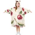 thumbnail image 1 of FORMRS Wearable Blanket Hoodie with Sleeves for Kids Cozy Flannel Sweatshirt, Cute Cherry, 1 of 7