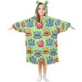 thumbnail image 1 of FORMRS Wearable Blanket Hoodie with Sleeves for Kids Cozy Flannel Sweatshirt, Cute Monsters Pattern, 1 of 7
