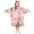 thumbnail image 1 of FORMRS Wearable Blanket Hoodie with Sleeves for Kids Cozy Flannel Sweatshirt, Cute Pink Halloween, 1 of 7