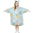 thumbnail image 1 of FORMRS Wearable Blanket Hoodie with Sleeves for Kids Cozy Flannel Sweatshirt, Cute Rabbits, 1 of 7