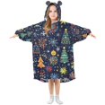 thumbnail image 1 of FORMRS Wearable Blanket Hoodie with Sleeves for Kids Cozy Flannel Sweatshirt, Dark Blue Christmas, 1 of 7