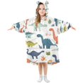 thumbnail image 1 of FORMRS Wearable Blanket Hoodie with Sleeves for Kids Cozy Flannel Sweatshirt, Dinosaur Pattern, 1 of 7