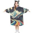 thumbnail image 1 of FORMRS Wearable Blanket Hoodie with Sleeves for Kids Cozy Flannel Sweatshirt, Evening Mountain Road, 1 of 7