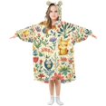 thumbnail image 1 of FORMRS Wearable Blanket Hoodie with Sleeves for Kids Cozy Flannel Sweatshirt, Floral Animals, 1 of 7