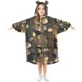 thumbnail image 1 of FORMRS Wearable Blanket Hoodie with Sleeves for Kids Cozy Flannel Sweatshirt, Floral Lines, 1 of 7