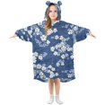 thumbnail image 1 of FORMRS Wearable Blanket Hoodie with Sleeves for Kids Cozy Flannel Sweatshirt, Floral Ocean Waves, 1 of 7