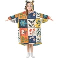 thumbnail image 1 of FORMRS Wearable Blanket Hoodie with Sleeves for Kids Cozy Flannel Sweatshirt, Floral Patterns, 1 of 7