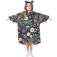 thumbnail image 1 of FORMRS Wearable Blanket Hoodie with Sleeves for Kids Cozy Flannel Sweatshirt, Floral Raspberry Pattern, 1 of 7