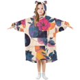 thumbnail image 1 of FORMRS Wearable Blanket Hoodie with Sleeves for Kids Cozy Flannel Sweatshirt, Flowers Pattern Style, 1 of 7