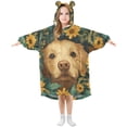 thumbnail image 1 of FORMRS Wearable Blanket Hoodie with Sleeves for Kids Cozy Flannel Sweatshirt, Flowers and Dog, 1 of 7