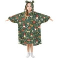 thumbnail image 1 of FORMRS Wearable Blanket Hoodie with Sleeves for Kids Cozy Flannel Sweatshirt, Forest Mushroom Pattern, 1 of 7