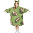 thumbnail image 1 of FORMRS Wearable Blanket Hoodie with Sleeves for Kids Cozy Flannel Sweatshirt, Game Day Footballs, 1 of 7