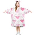 thumbnail image 1 of FORMRS Wearable Blanket Hoodie with Sleeves for Kids Cozy Flannel Sweatshirt, Geometric Love, 1 of 7
