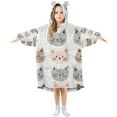 thumbnail image 1 of FORMRS Wearable Blanket Hoodie with Sleeves for Kids Cozy Flannel Sweatshirt, Gray Cat Pattern, 1 of 7
