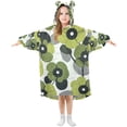 thumbnail image 1 of FORMRS Wearable Blanket Hoodie with Sleeves for Kids Cozy Flannel Sweatshirt, Gray Floral, 1 of 7