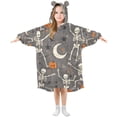 thumbnail image 1 of FORMRS Wearable Blanket Hoodie with Sleeves for Kids Cozy Flannel Sweatshirt, Gray Halloween Skeleton, 1 of 7