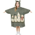 thumbnail image 1 of FORMRS Wearable Blanket Hoodie with Sleeves for Kids Cozy Flannel Sweatshirt, Gray Snowmen, 1 of 7