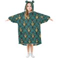 thumbnail image 1 of FORMRS Wearable Blanket Hoodie with Sleeves for Kids Cozy Flannel Sweatshirt, Green Abstract Pattern, 1 of 7