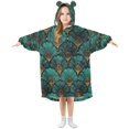 thumbnail image 1 of FORMRS Wearable Blanket Hoodie with Sleeves for Kids Cozy Flannel Sweatshirt, Green Art Abstract Pattern, 1 of 7