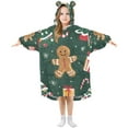 thumbnail image 1 of FORMRS Wearable Blanket Hoodie with Sleeves for Kids Cozy Flannel Sweatshirt, Green Christmas Gingerbread, 1 of 7