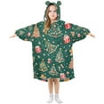 thumbnail image 1 of FORMRS Wearable Blanket Hoodie with Sleeves for Kids Cozy Flannel Sweatshirt, Green Christmas Gingerbread, 1 of 7