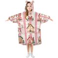 thumbnail image 1 of FORMRS Wearable Blanket Hoodie with Sleeves for Kids Cozy Flannel Sweatshirt, Green Christmas Houses, 1 of 7