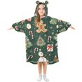 thumbnail image 1 of FORMRS Wearable Blanket Hoodie with Sleeves for Kids Cozy Flannel Sweatshirt, Green Christmas Trees, 1 of 7