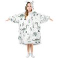 thumbnail image 1 of FORMRS Wearable Blanket Hoodie with Sleeves for Kids Cozy Flannel Sweatshirt, Green Dinosaur Pattern, 1 of 7